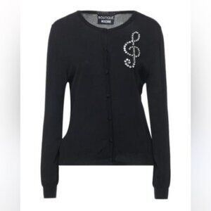 Moschino Boutique Crystal Music Cardigan Sweater Button Down Knit Soft Preppy 8